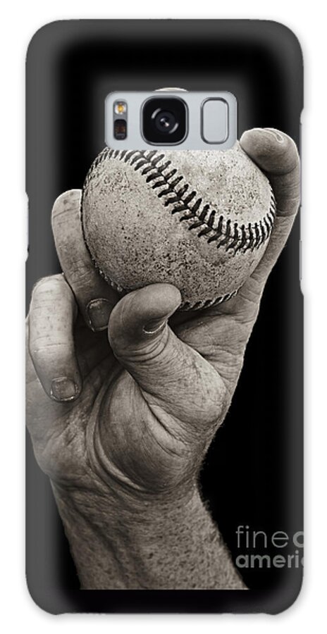 Hand gripping a baseball Galaxy Case