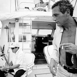 Paul Newman On A Fishing Boat by Mark Kauffman