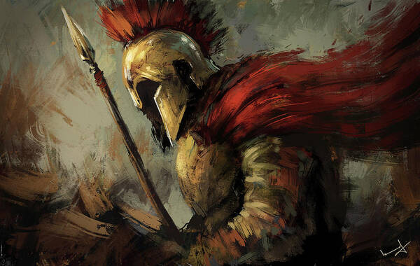 Spartan Warrior in Battle Wall Art