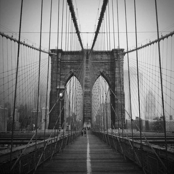 Brooklyn Bridge in Black and White Wall Art