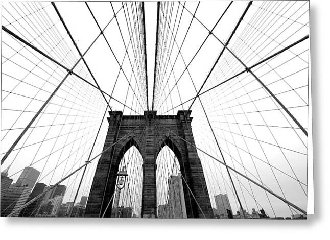 Symmetrical Bridge Cables Perspective Greeting Card