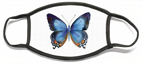Imperial Blue Butterfly on White Face Mask