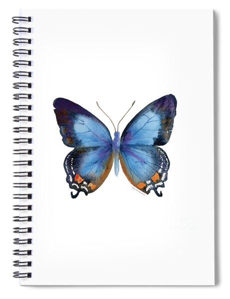 Imperial Blue Butterfly on White Spiral Notebook