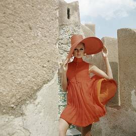 A Model Wearing A Orange Dress by Henry Clarke