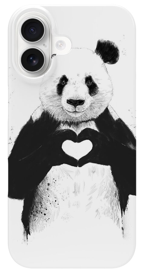 Panda with Heart Gesture iPhone Case
