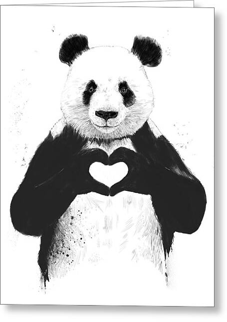 Panda with Heart Gesture Greeting Card