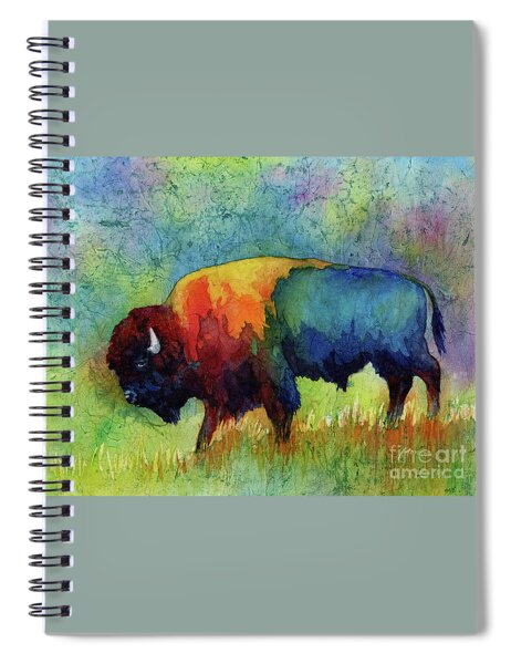 Colorful Bison in a Vibrant Meadow Spiral Notebook