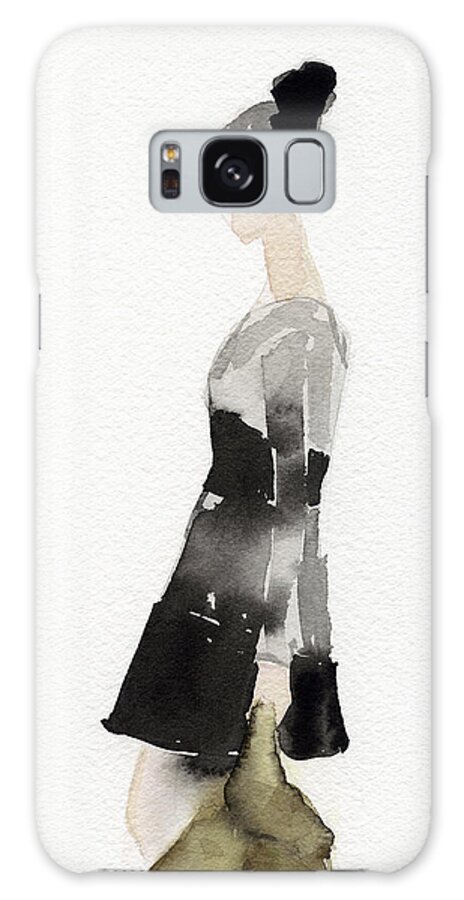 Elegant Woman in Black and Gray Dress Galaxy Case