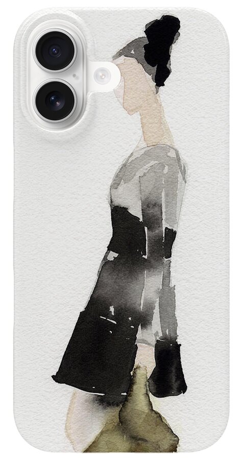 Elegant Woman in Black and Gray Dress iPhone Case