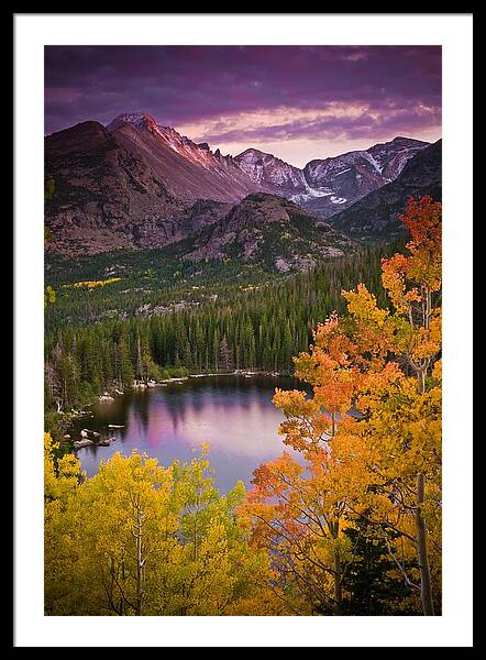 Majestic Mountain Lake at Sunset Framed Print