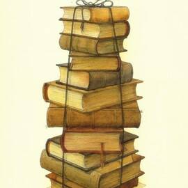 Books and little Bird by Kestutis Kasparavicius