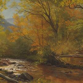 Brook in woods by Albert Bierstadt