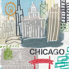 Chicago Cityscape- Art by Linda Woods by Linda Woods
