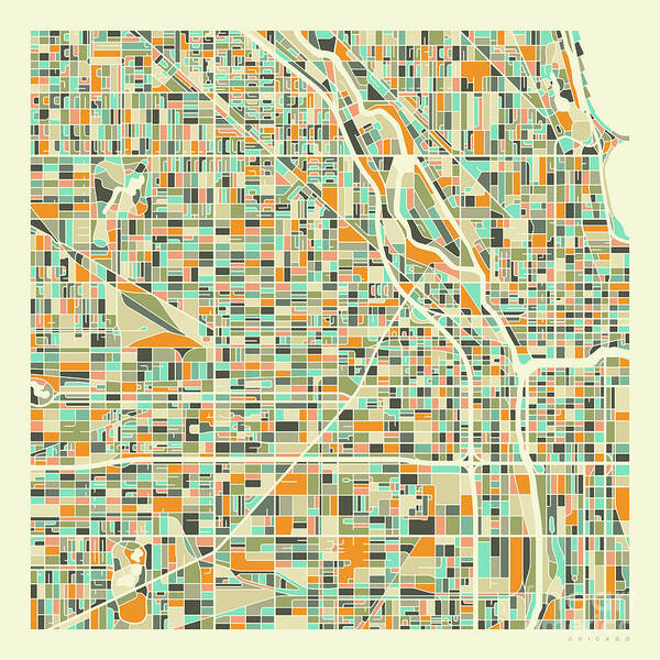 Colorful City Grid Map Wall Art