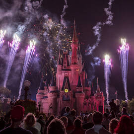 Cinderella's Castle with Fireworks by Adam Romanowicz