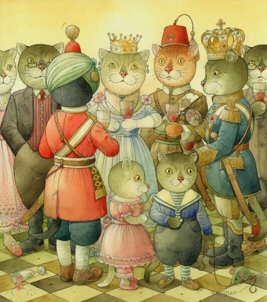 Cat Royalty at a Victorian Gathering Wall Art