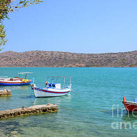 Colourful Fishing Boats in Elounda Bay, Crete, Greece