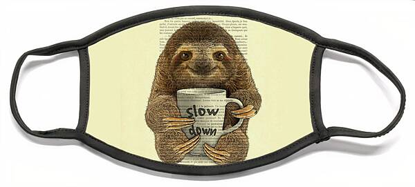 Sloth with Coffee Cup Face Mask