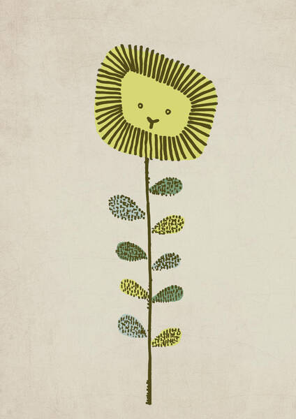 Whimsical Lion Flower Wall Art