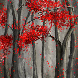 Dark Passion- Red And Gray Art by Lourry Legarde