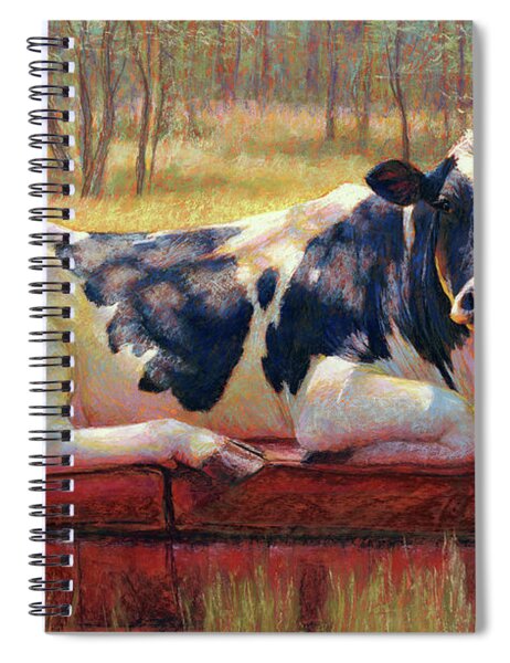 Cow Relaxing on a Red Sofa Spiral Notebook