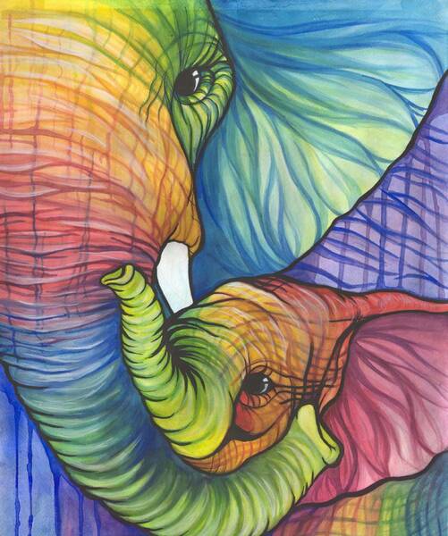 Colorful Elephant Duo Wall Art