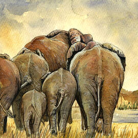 Elephants herd by Juan  Bosco