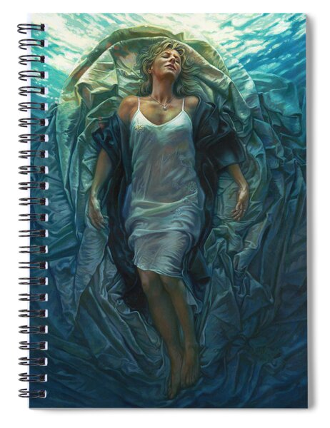 Woman Floating Underwater Spiral Notebook