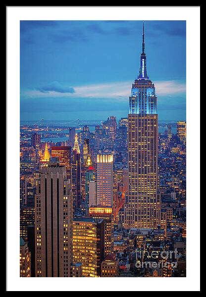Spectacular New York Skyline at Dusk Framed Print