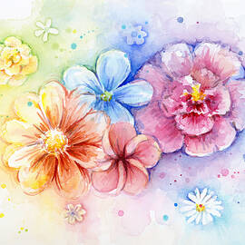 Flower Power Watercolor by Olga Shvartsur