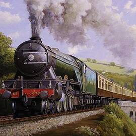 Flying Scotsman on Broadsands viaduct. by Mike Jeffries