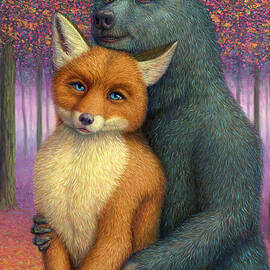 Fox and Bear Couple by James W Johnson