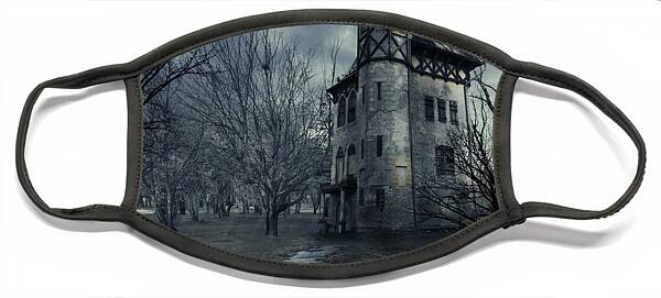 Haunted Tower in Gloomy Forest Face Mask