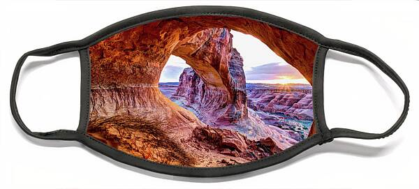 Cave View of Desert Sunset Face Mask