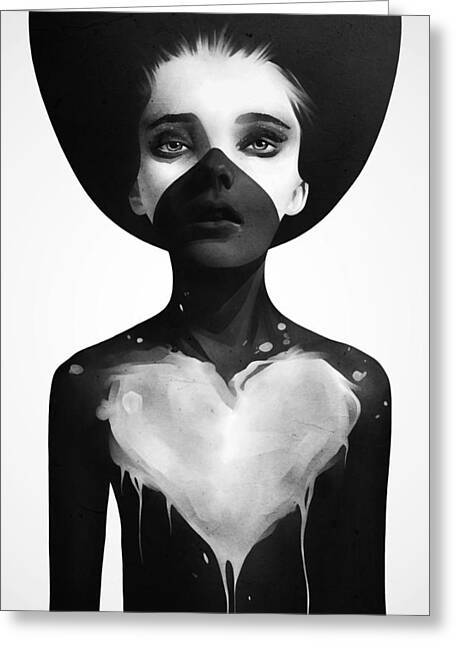 Mystical Portrait with Heart Greeting Card