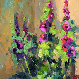 Hollyhocks at Giverny by Diane McClary