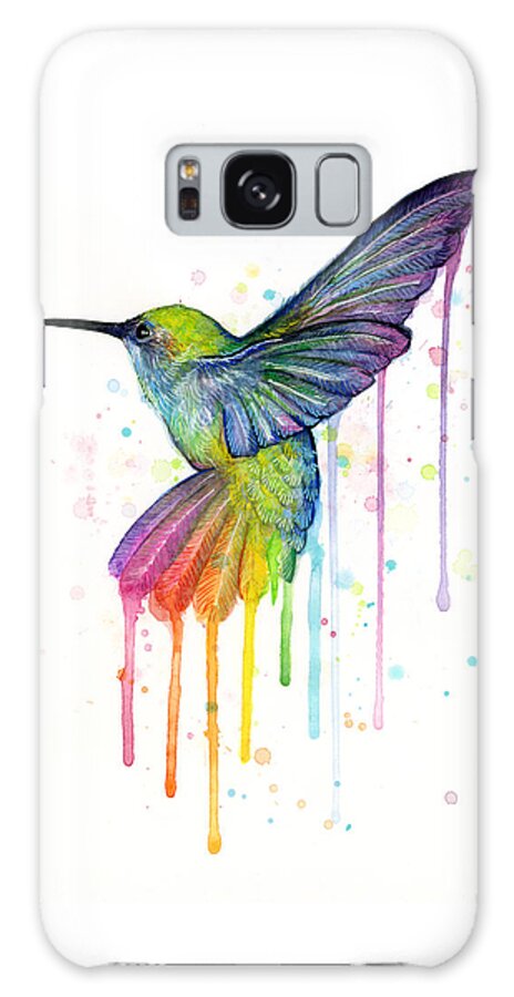 Vibrant Watercolor Hummingbird Galaxy Case