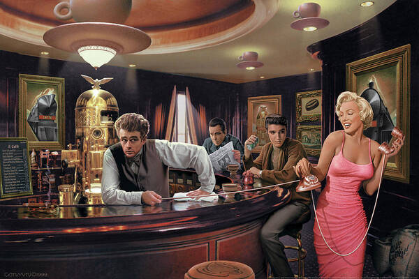 Marilyn Monroe and Icons in a Bar Wall Art