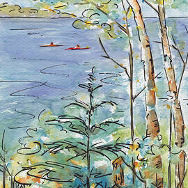Kayaks On The Lake by Pat Katz