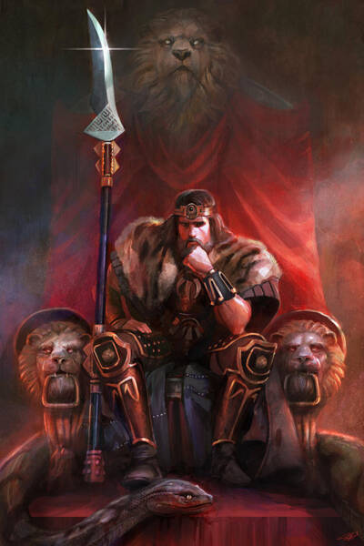Regal Warrior on a Lion Throne Wall Art