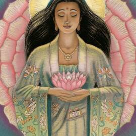 Kuan Yin Pink Lotus Heart by Sue Halstenberg