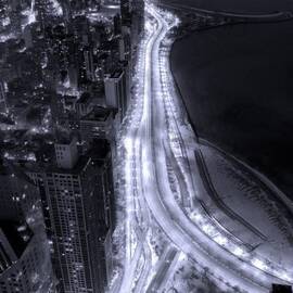 Lake Shore Drive Aerial  B and  W by Steve Gadomski