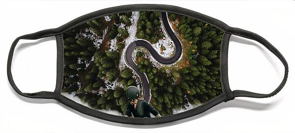 Biker on a Curvy Road Face Mask