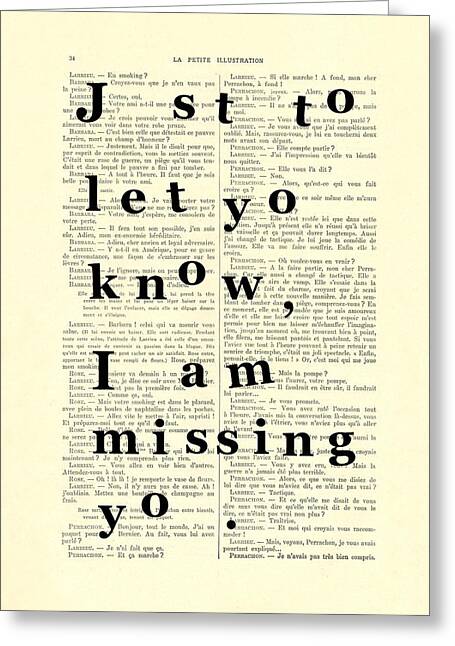 Vintage Typography on French Text Greeting Card