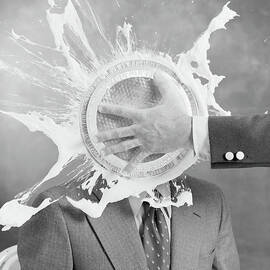 Man Smashing Cake On Other Mans Face by Tom Kelley Archive