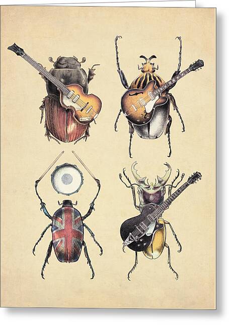Beetles with Musical Instruments Greeting Card