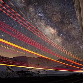 Milky Way Light Trails On Loveland Pass by Mike Berenson
