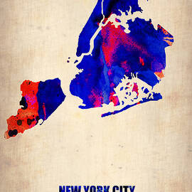 New York City Watercolor Map 1 by Naxart Studio