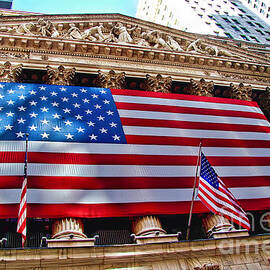 New York Stock Exchange with US Flag by David Smith
