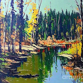 Paisaje  Landscape Painting impressionism painting abstract land by N Akkash